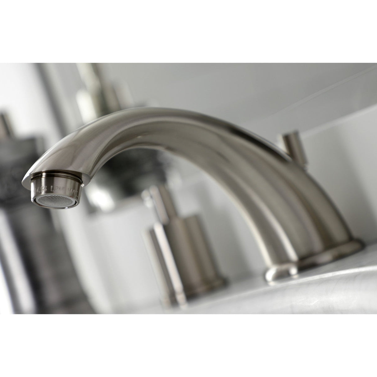 Serena KB8968SVL Two-Handle 3-Hole Deck Mount Widespread Bathroom Faucet with Pop-Up Drain, Brushed Nickel