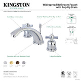 Millennium KB8968ZX Two-Handle 3-Hole Deck Mount Widespread Bathroom Faucet with Plastic Pop-Up, Brushed Nickel