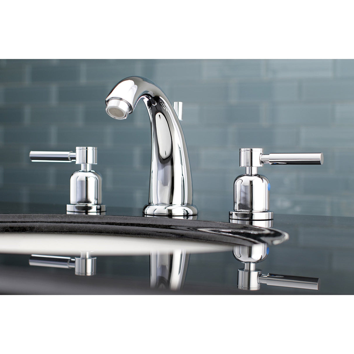 Concord KB8981DL Two-Handle 3-Hole Deck Mount Widespread Bathroom Faucet with Plastic Pop-Up, Polished Chrome