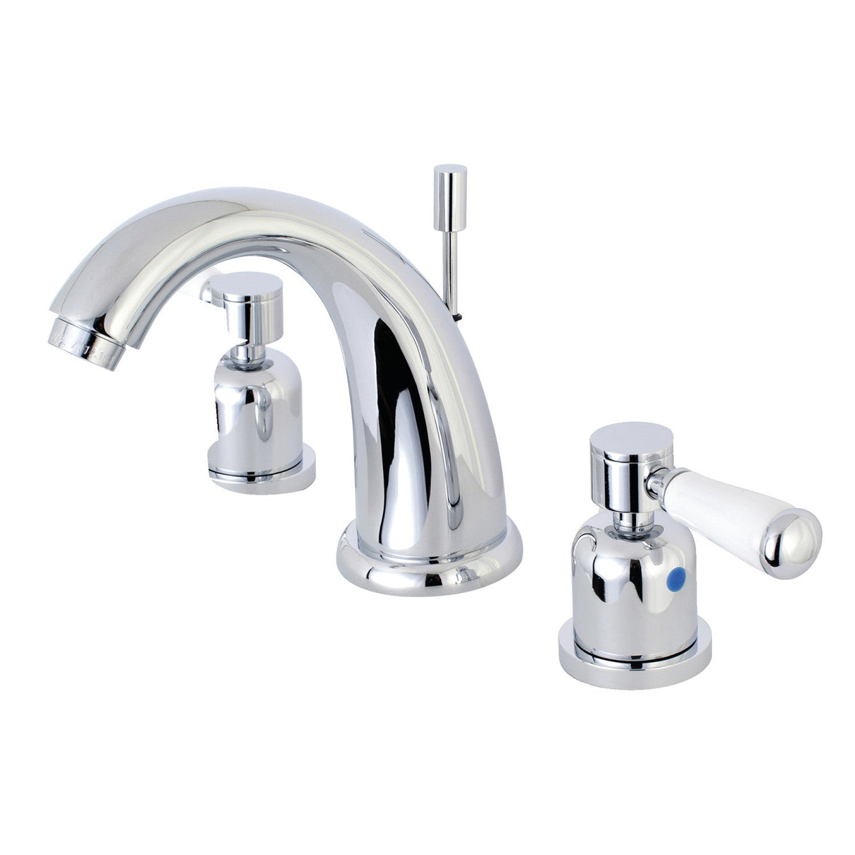 Paris KB8981DPL Two-Handle 3-Hole Deck Mount Widespread Bathroom Faucet with Plastic Pop-Up, Polished Chrome