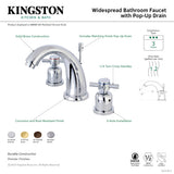 Concord KB8981DX Two-Handle 3-Hole Deck Mount Widespread Bathroom Faucet with Plastic Pop-Up, Polished Chrome