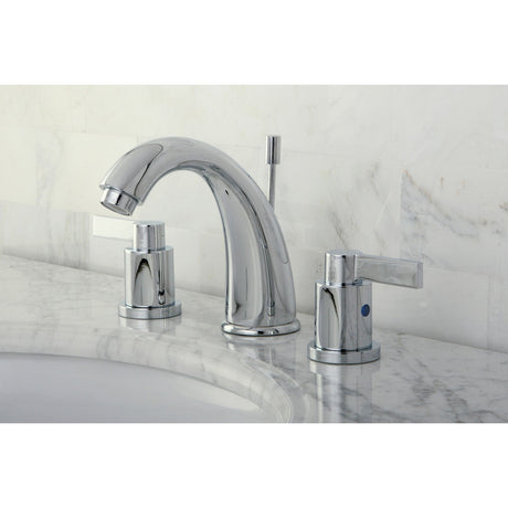 NuvoFusion KB8981NDL Two-Handle 3-Hole Deck Mount Widespread Bathroom Faucet with Plastic Pop-Up, Polished Chrome