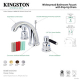 Kaiser KB8982DKL Two-Handle 3-Hole Deck Mount Widespread Bathroom Faucet with Plastic Pop-Up, Polished Brass