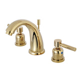 Concord KB8982DL Two-Handle 3-Hole Deck Mount Widespread Bathroom Faucet with Plastic Pop-Up, Polished Brass