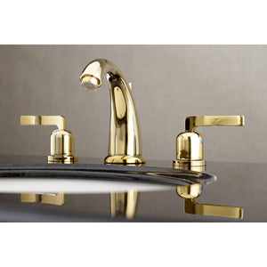 Centurion KB8982EFL Two-Handle 3-Hole Deck Mount Widespread Bathroom Faucet with Plastic Pop-Up, Polished Brass