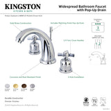 Millennium KB8982ZX Two-Handle 3-Hole Deck Mount Widespread Bathroom Faucet with Plastic Pop-Up, Polished Brass