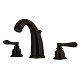 NuWave French KB8985NFL Two-Handle 3-Hole Deck Mount Widespread Bathroom Faucet with Plastic Pop-Up, Oil Rubbed Bronze