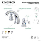 Paris KB8988DPL Two-Handle 3-Hole Deck Mount Widespread Bathroom Faucet with Plastic Pop-Up, Brushed Nickel
