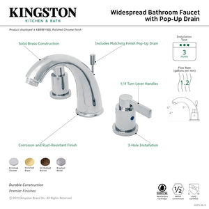 NuvoFusion KB8988NDL Two-Handle 3-Hole Deck Mount Widespread Bathroom Faucet with Plastic Pop-Up, Brushed Nickel