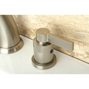 NuvoFusion KB8988NDL Two-Handle 3-Hole Deck Mount Widespread Bathroom Faucet with Plastic Pop-Up, Brushed Nickel