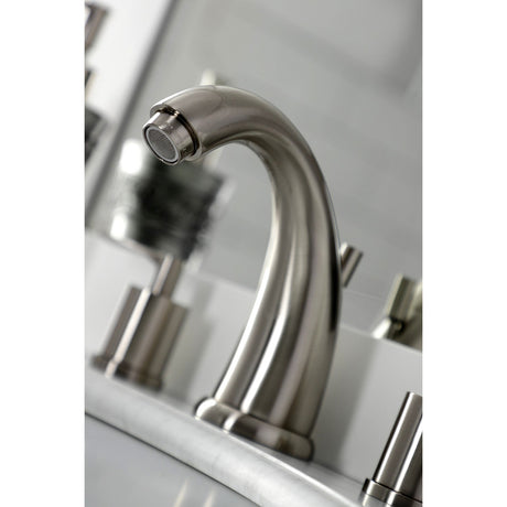 Serena KB8988SVL Two-Handle 3-Hole Deck Mount Widespread Bathroom Faucet with Pop-Up Drain, Brushed Nickel