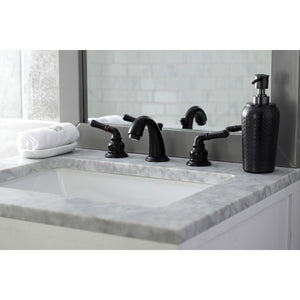 Magellan KB910 Two-Handle 3-Hole Deck Mount Widespread Bathroom Faucet with Plastic Pop-Up, Matte Black