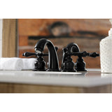 Victorian KB910AL Two-Handle 3-Hole Deck Mount Widespread Bathroom Faucet with Plastic Pop-Up, Matte Black