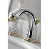 Vintage KB914BL Two-Handle 3-Hole Deck Mount Widespread Bathroom Faucet with Plastic Pop-Up, Polished Chrome/Polished Brass