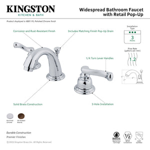 Magellan KB915FL Two-Handle 3-Hole Deck Mount Widespread Bathroom Faucet with Plastic Pop-Up, Oil Rubbed Bronze