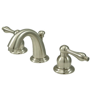 Victorian KB918AL Two-Handle 3-Hole Deck Mount Widespread Bathroom Faucet with Plastic Pop-Up, Brushed Nickel