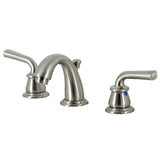 Restoration KB918RXL Two-Handle 3-Hole Deck Mount Widespread Bathroom Faucet with Plastic Pop-Up, Brushed Nickel