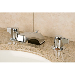 Americana KB920 Two-Handle 3-Hole Deck Mount Widespread Bathroom Faucet with Plastic Pop-Up, Polished Chrome