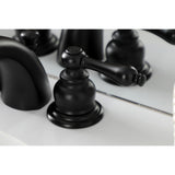 Victorian KB940AL Two-Handle 3-Hole Deck Mount Mini-Widespread Bathroom Faucet with Plastic Pop-Up, Matte Black