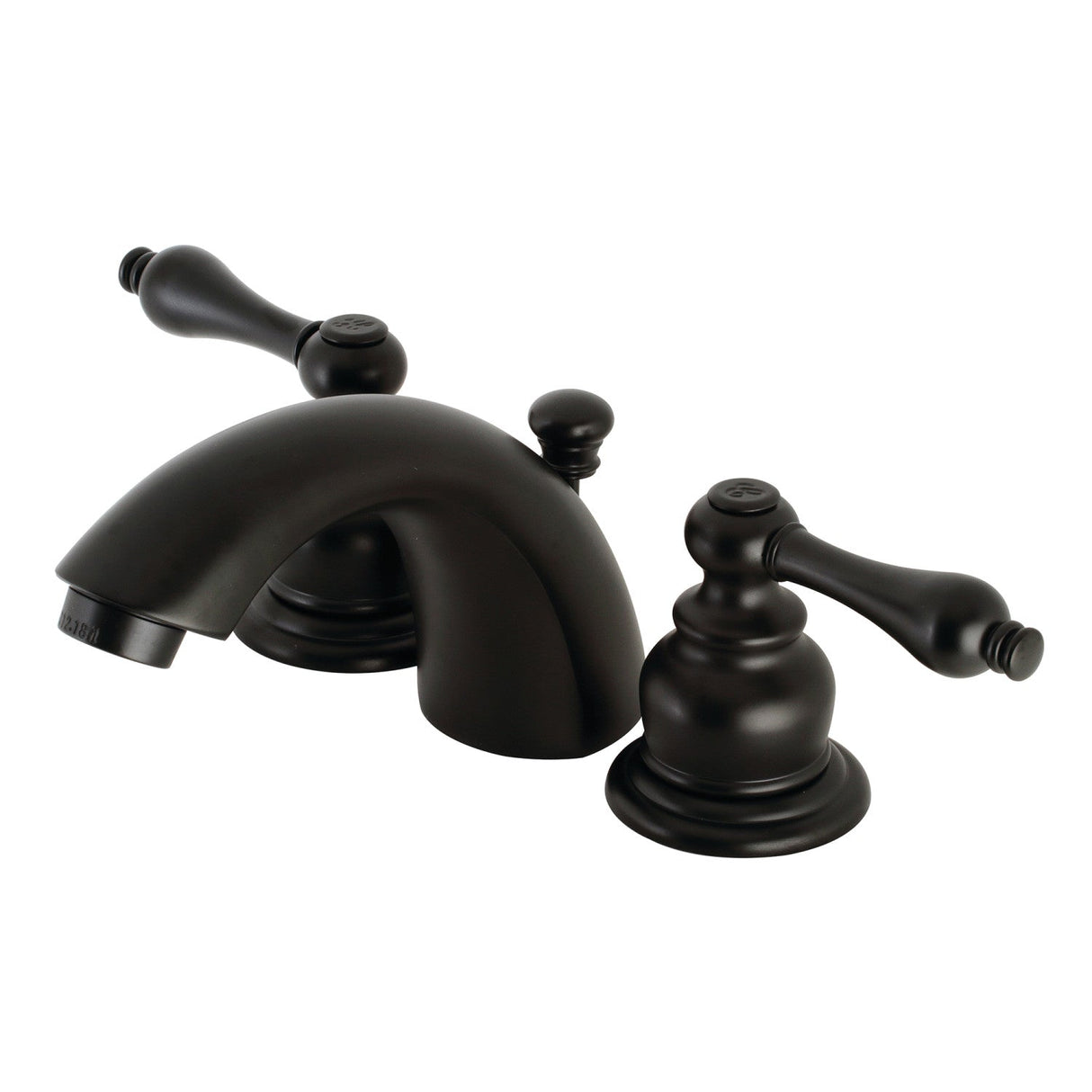 Victorian KB940AL Two-Handle 3-Hole Deck Mount Mini-Widespread Bathroom Faucet with Plastic Pop-Up, Matte Black