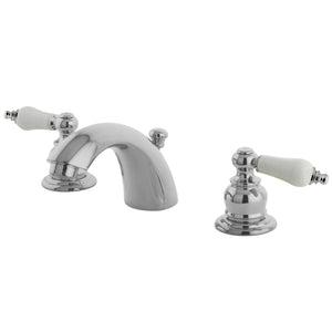 Victorian KB941B Two-Handle 3-Hole Deck Mount Mini-Widespread Bathroom Faucet with Plastic Pop-Up, Polished Chrome