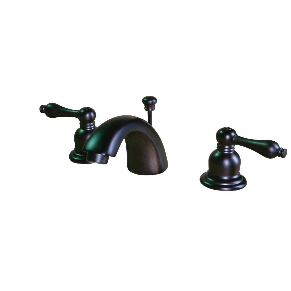 Victorian KB945AL Two-Handle 3-Hole Deck Mount Mini-Widespread Bathroom Faucet with Plastic Pop-Up, Oil Rubbed Bronze