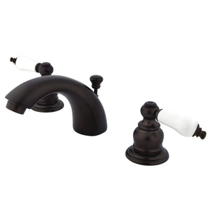 Victorian KB945B Two-Handle 3-Hole Deck Mount Mini-Widespread Bathroom Faucet with Plastic Pop-Up, Oil Rubbed Bronze