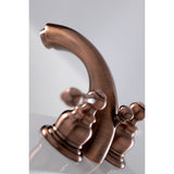 Victorian KB946AL Two-Handle 3-Hole Deck Mount Mini-Widespread Bathroom Faucet with Plastic Pop-Up, Antique Copper