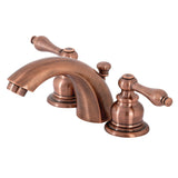 Victorian KB946AL Two-Handle 3-Hole Deck Mount Mini-Widespread Bathroom Faucet with Plastic Pop-Up, Antique Copper