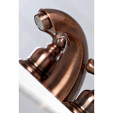 Victorian KB946AX Two-Handle 3-Hole Deck Mount Mini-Widespread Bathroom Faucet with Plastic Pop-Up, Antique Copper