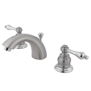 Victorian KB947AL Two-Handle 3-Hole Deck Mount Mini-Widespread Bathroom Faucet with Plastic Pop-Up, Brushed Nickel/Polished Chrome