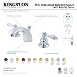 Victorian KB949AL Two-Handle 3-Hole Deck Mount Mini-Widespread Bathroom Faucet with Plastic Pop-Up, Brushed Nickel/Polished Brass