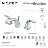 Magellan KB950 Two-Handle 3-Hole Deck Mount Mini-Widespread Bathroom Faucet with Plastic Pop-Up, Matte Black