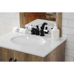 Victorian KB950PL Two-Handle 3-Hole Deck Mount Mini-Widespread Bathroom Faucet with Plastic Pop-Up, Matte Black