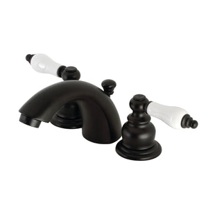Victorian KB950PL Two-Handle 3-Hole Deck Mount Mini-Widespread Bathroom Faucet with Plastic Pop-Up, Matte Black