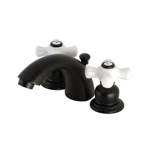 Victorian KB950PX Two-Handle 3-Hole Deck Mount Mini-Widespread Bathroom Faucet with Plastic Pop-Up, Matte Black