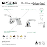 Restoration KB950RXL Two-Handle 3-Hole Deck Mount Mini-Widespread Bathroom Faucet with Plastic Pop-Up, Matte Black