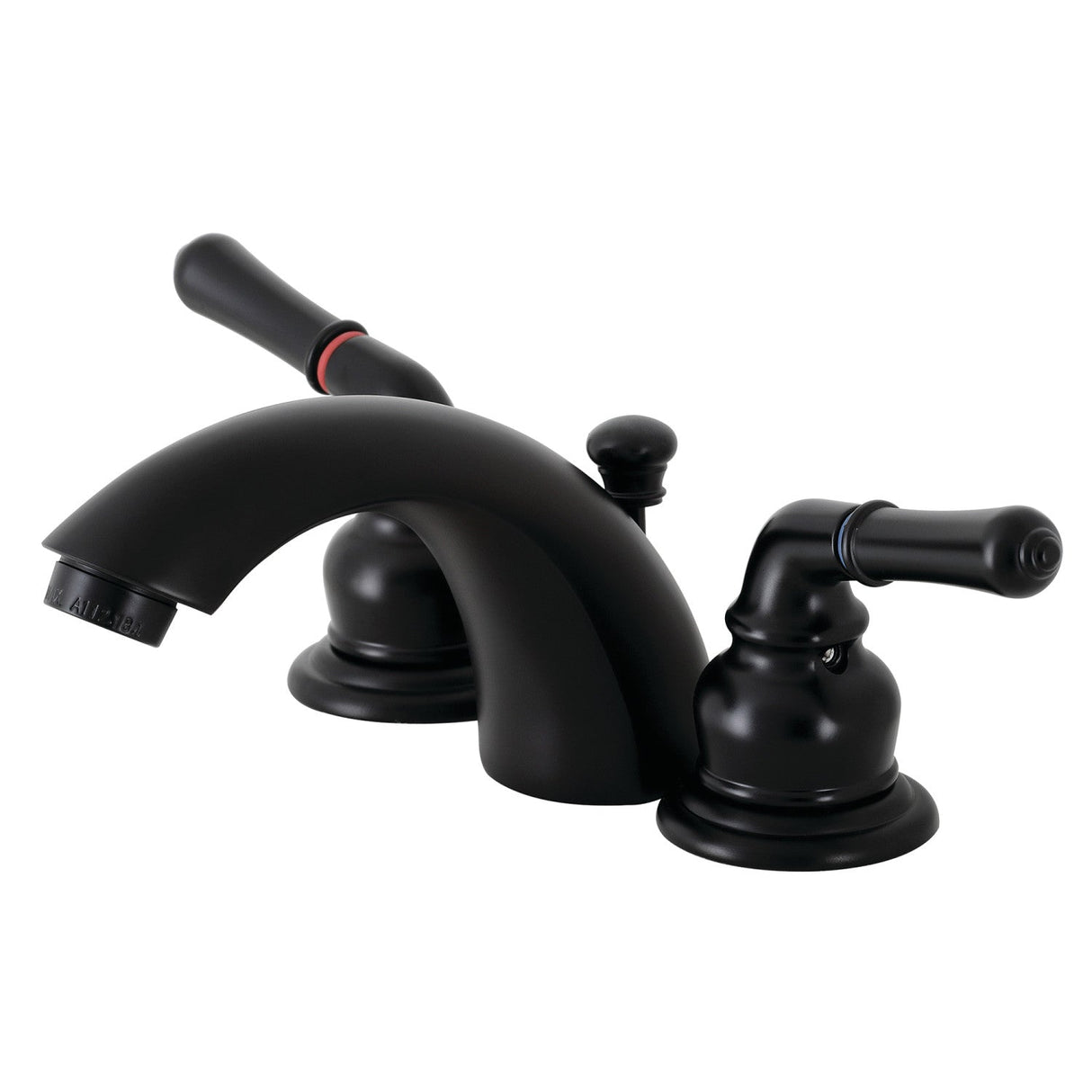 Magellan KB950 Two-Handle 3-Hole Deck Mount Mini-Widespread Bathroom Faucet with Plastic Pop-Up, Matte Black