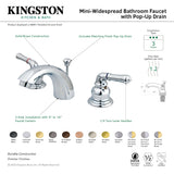 Magellan KB951 Two-Handle 3-Hole Deck Mount Mini-Widespread Bathroom Faucet with Plastic Pop-Up, Polished Chrome
