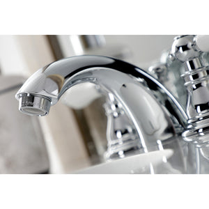 American Patriot KB951APL Two-Handle 3-Hole Deck Mount Mini-Widespread Bathroom Faucet with Plastic Pop-Up, Polished Chrome