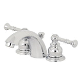 Naples KB951NL Two-Handle 3-Hole Deck Mount Mini-Widespread Bathroom Faucet with Plastic Pop-Up, Polished Chrome
