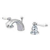 Victorian KB951PL Two-Handle 3-Hole Deck Mount Mini-Widespread Bathroom Faucet with Plastic Pop-Up, Polished Chrome