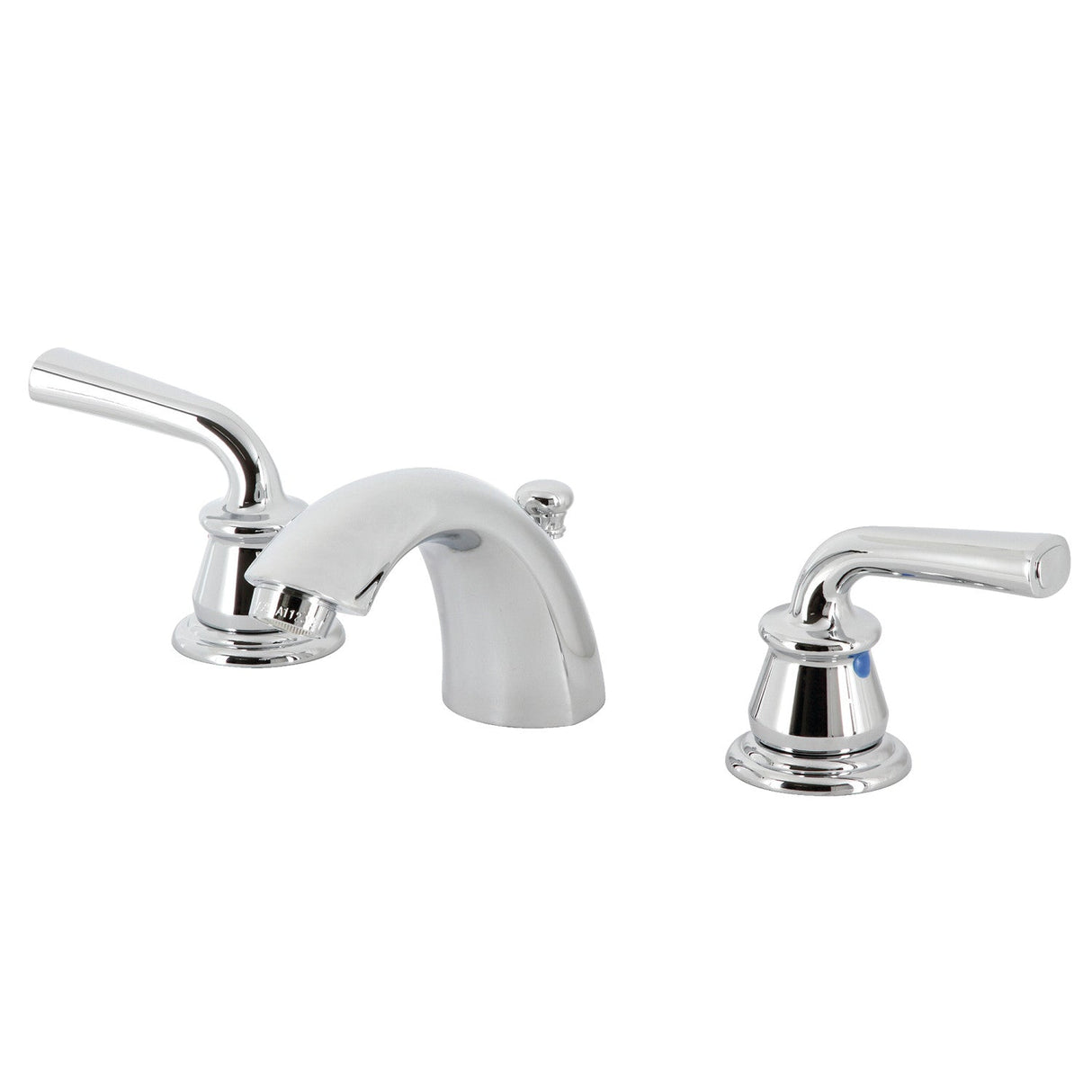 Restoration KB951RXL Two-Handle 3-Hole Deck Mount Mini-Widespread Bathroom Faucet with Plastic Pop-Up, Polished Chrome