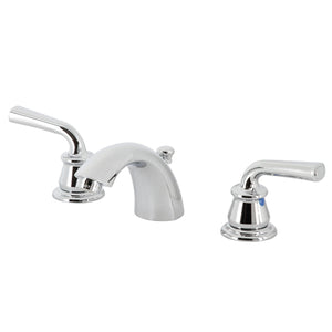 Restoration KB951RXL Two-Handle 3-Hole Deck Mount Mini-Widespread Bathroom Faucet with Plastic Pop-Up, Polished Chrome