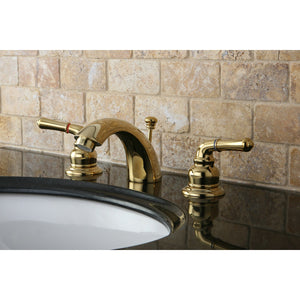 Magellan KB952 Two-Handle 3-Hole Deck Mount Mini-Widespread Bathroom Faucet with Plastic Pop-Up, Polished Brass