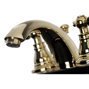 Duchess KB952AKL Two-Handle 3-Hole Deck Mount Mini-Widespread Bathroom Faucet with Plastic Pop-Up, Polished Brass