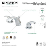 Legacy KB952LL Two-Handle 3-Hole Deck Mount Mini-Widespread Bathroom Faucet with Plastic Pop-Up, Polished Brass