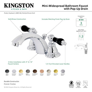 Duchess KB955AKL Two-Handle 3-Hole Deck Mount Mini-Widespread Bathroom Faucet with Plastic Pop-Up, Oil Rubbed Bronze
