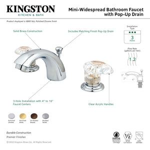 Magellan KB955ALL Two-Handle 3-Hole Deck Mount Mini-Widespread Bathroom Faucet with Plastic Pop-Up, Oil Rubbed Bronze