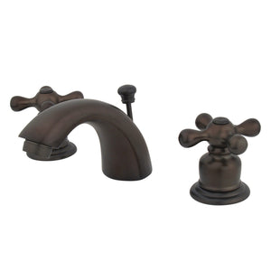 Victorian KB955AX Two-Handle 3-Hole Deck Mount Mini-Widespread Bathroom Faucet with Plastic Pop-Up, Oil Rubbed Bronze